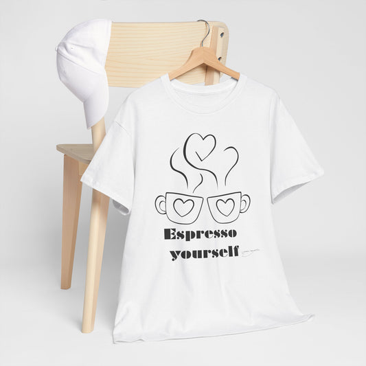 Espresso Yourself Unisex Heavy Cotton Tee, Coffee Lover Shirt, Gift for Baristas, Fun Casual Tee, Perfect for Birthdays and Coffee Days