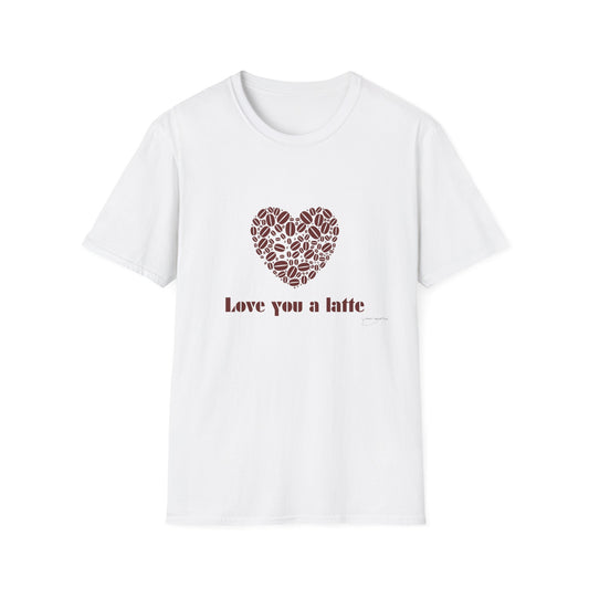 Love You a Latte T-Shirt, Coffee Lover Tee, Cute Gift for Baristas, Valentine's Day Shirt, Unisex Cafe T-Shirt, Cozy Casual Wear