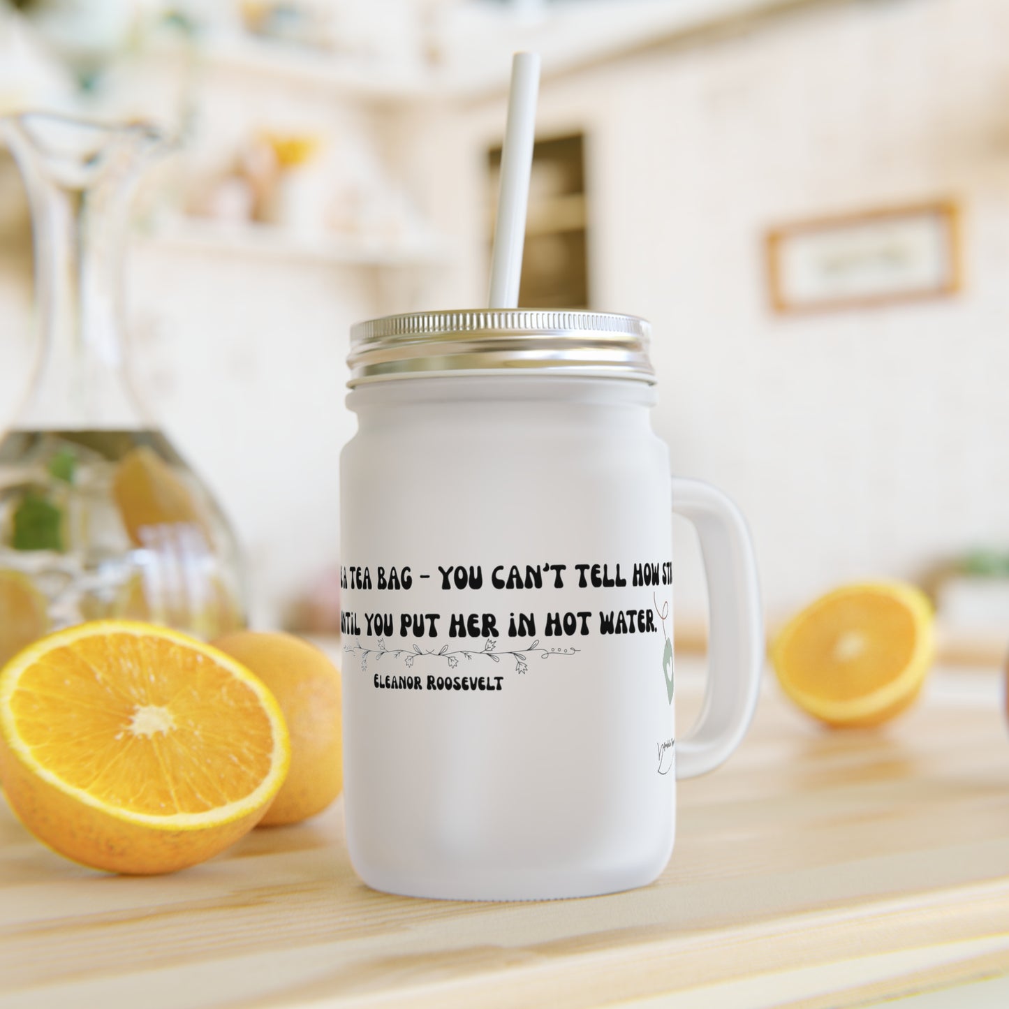 "Steeped in Strength" – Eleanor Roosevelt Inspired Quote for Strong Women Frosted Mason Jar with Inspirational Quotes - Unique Gift for Tea Lovers, Kitchen Decor, Motivational Drinkware, Home Bar Accessories, [...]