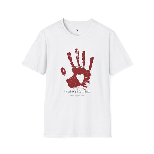 "Latte & Larceny" True Crime T-Shirt - Unisex Softstyle T-Shirt - Casual Gift for Coffee & True Crime Lovers